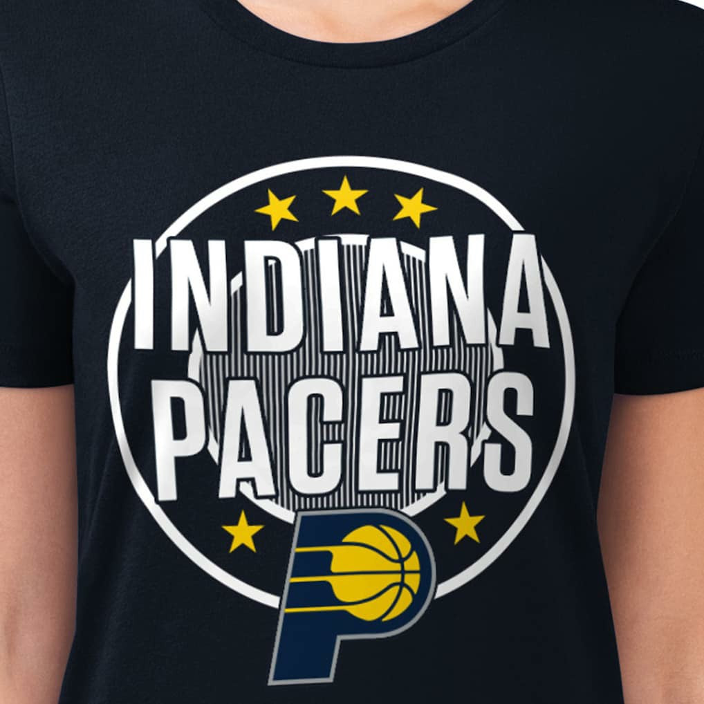 Indiana Pacers G-III 4Her by Carl Banks Women's Super-Slim Lightweight Pinstripe Circle Graphic T-Shirt Navy