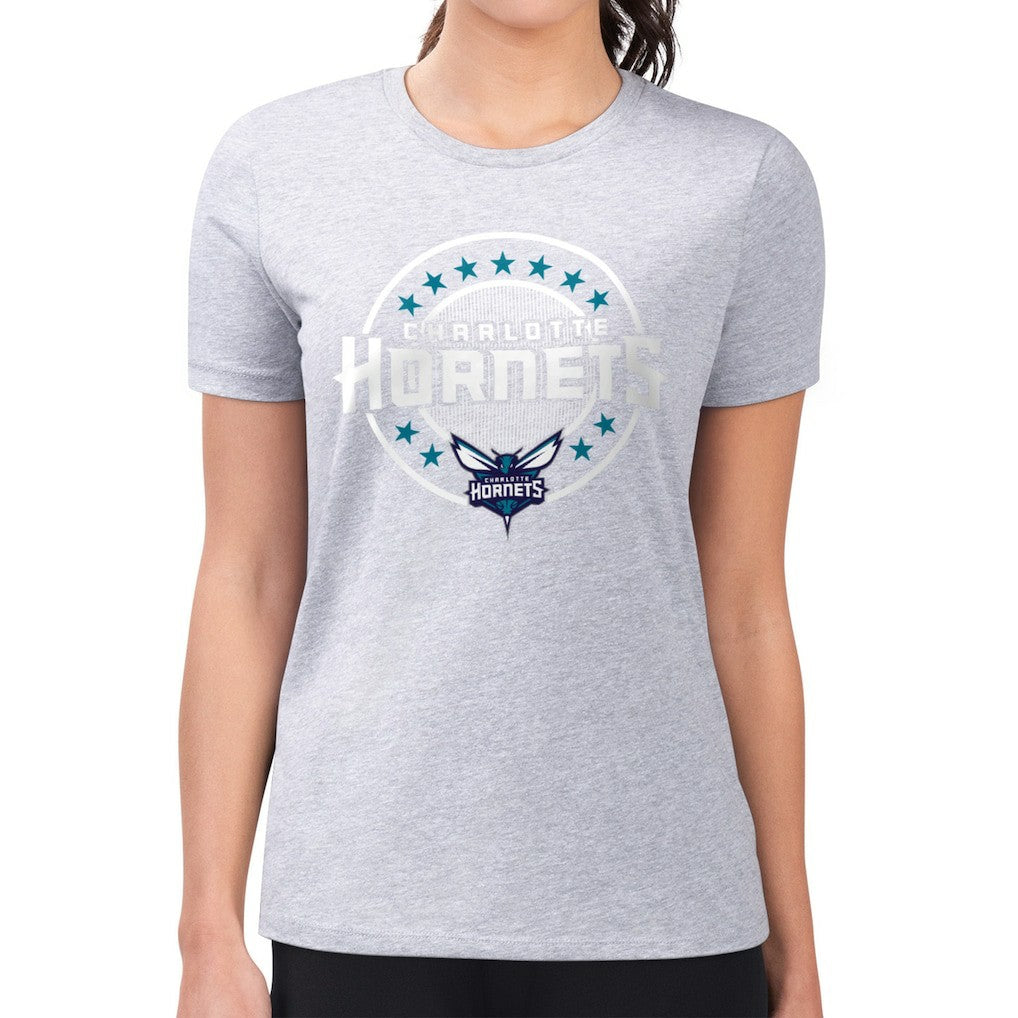 Charlotte Hornets G-III 4Her by Carl Banks Women's Super-Slim Lightweight Pinstripe Circle Graphic T-Shirt Gray outlet