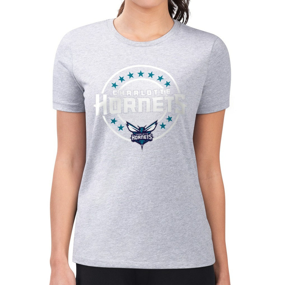 Charlotte Hornets G-III 4Her by Carl Banks Women's Super-Slim Lightweight Pinstripe Circle Graphic T-Shirt Gray outlet