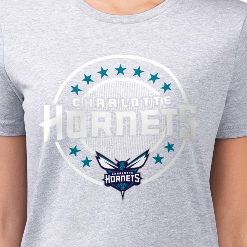 Charlotte Hornets G-III 4Her by Carl Banks Women's Super-Slim Lightweight Pinstripe Circle Graphic T-Shirt Gray outlet