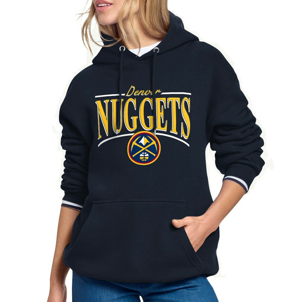 Denver Nuggets Starter Women's Arch Stripe Fleece Hoodie Navy outlet