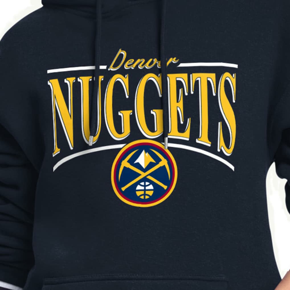 Denver Nuggets Starter Women's Arch Stripe Fleece Hoodie Navy outlet