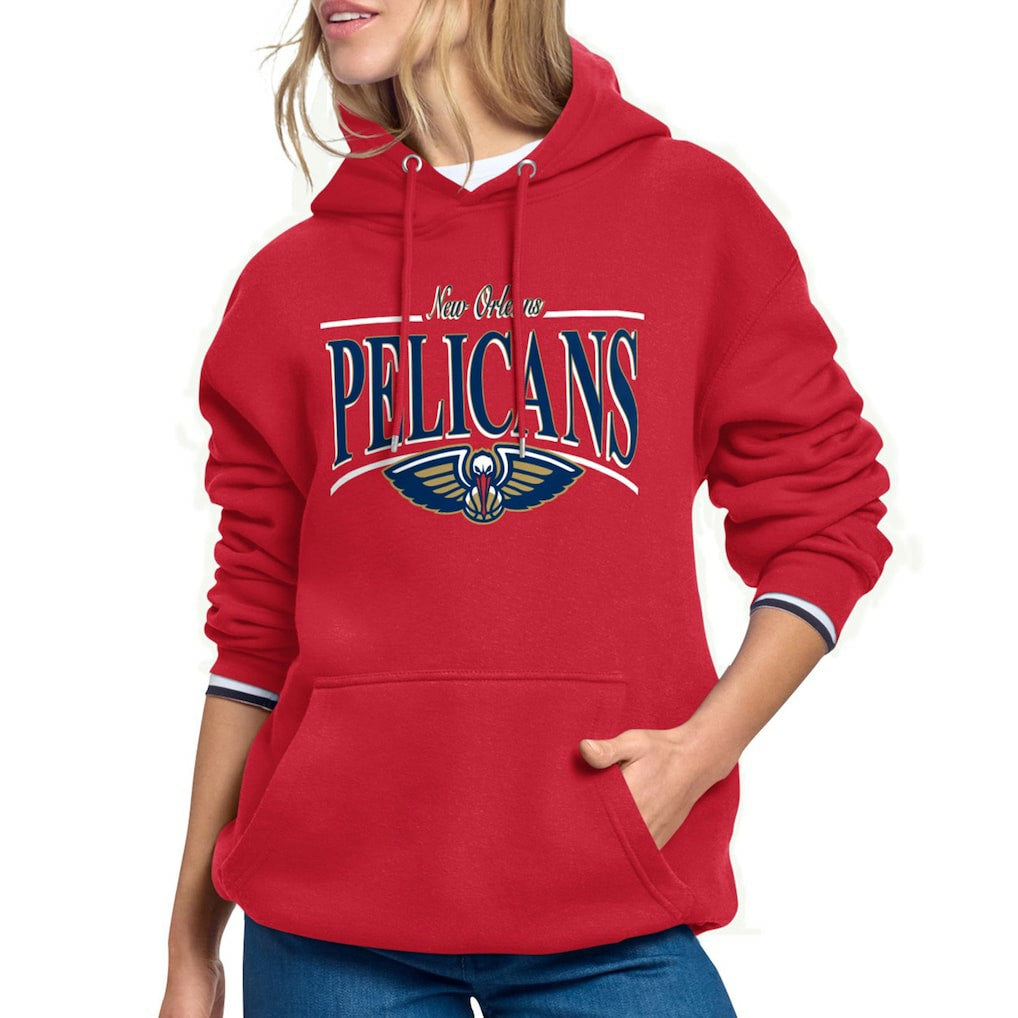 New Orleans Pelicans Starter Women's Arch Stripe Fleece Hoodie Red