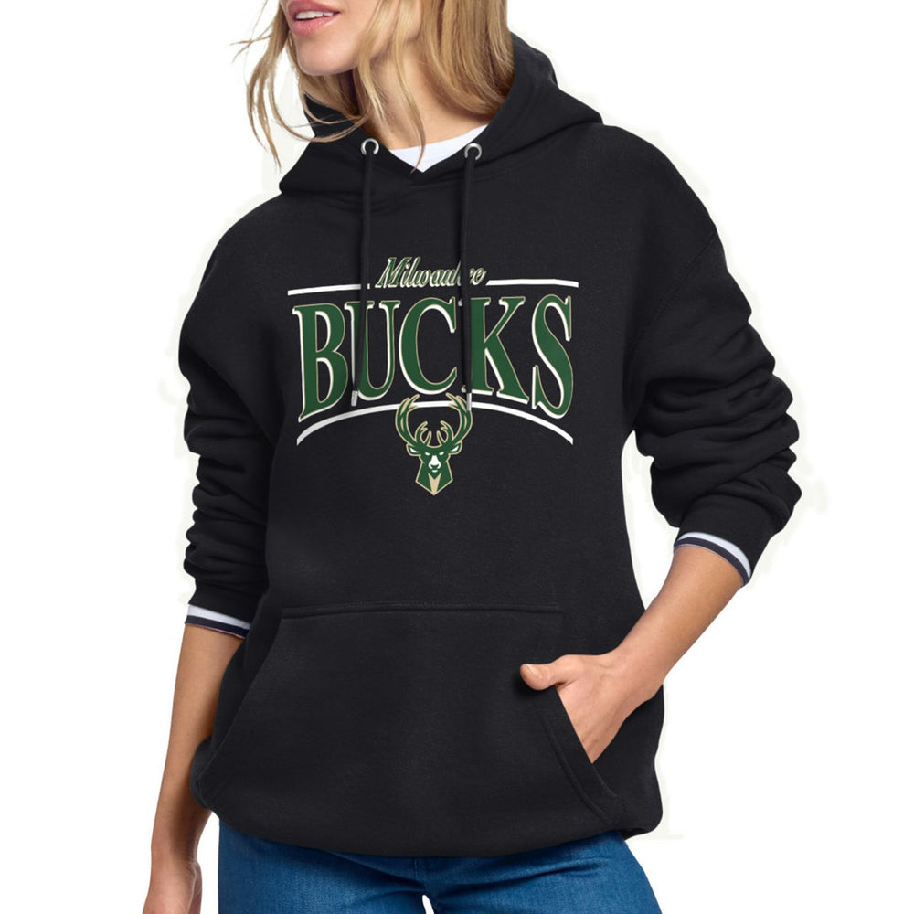 Milwaukee Bucks Starter Women's Arch Stripe Fleece Hoodie Black outlet