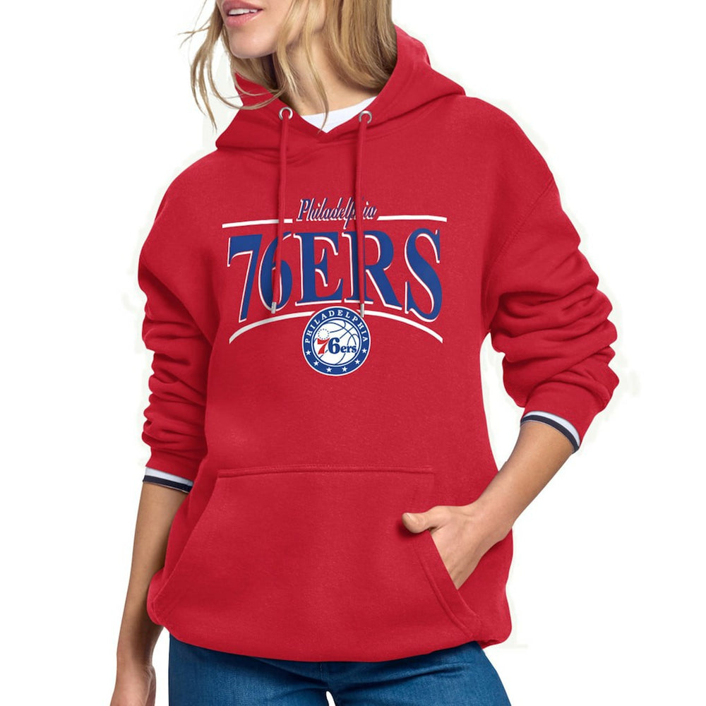Philadelphia 76ers Starter Women's Arch Stripe Fleece Hoodie Red