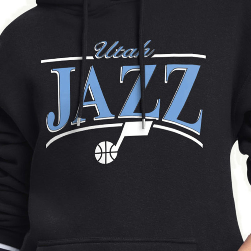 Utah Jazz Starter Women's Arch Stripe Fleece Hoodie Black