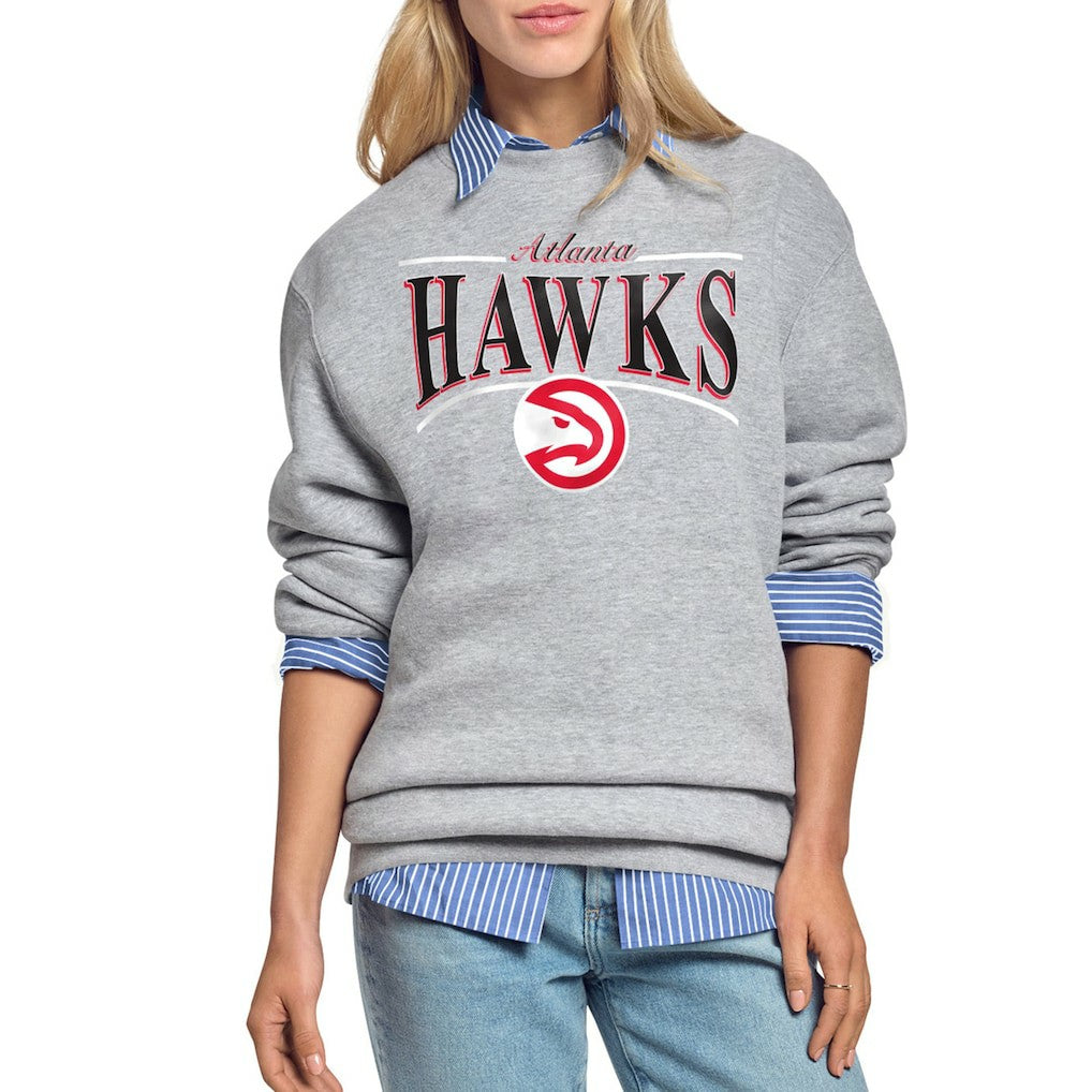 Atlanta Hawks Starter Women's Arch Stripe Fleece Crewneck Sweatshirt Gray outlet
