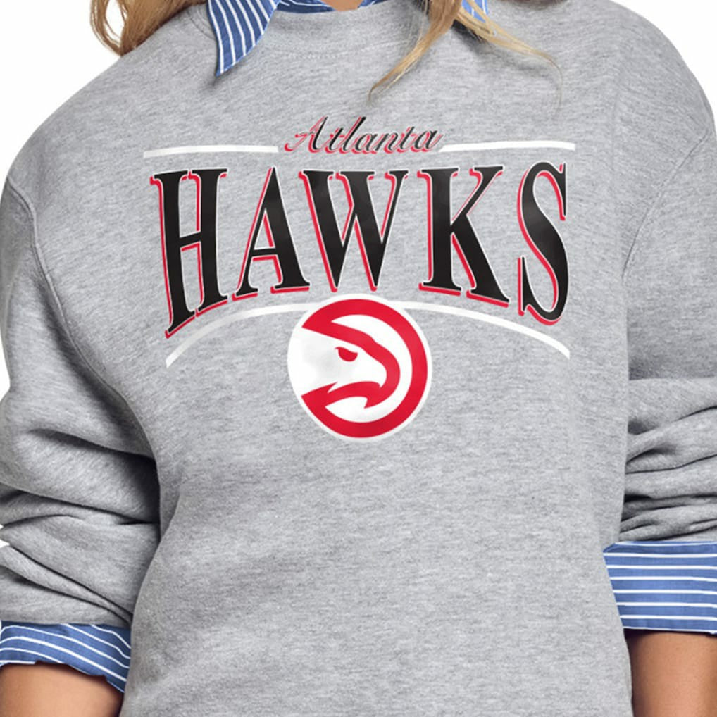 Atlanta Hawks Starter Women's Arch Stripe Fleece Crewneck Sweatshirt Gray outlet