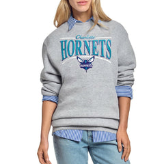 Charlotte Hornets Starter Women's Arch Stripe Fleece Crewneck Sweatshirt Gray