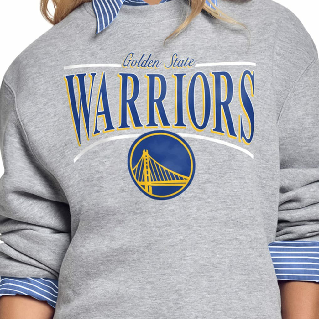 Golden State Warriors Starter Women's Arch Stripe Fleece Crewneck Sweatshirt Gray outlet