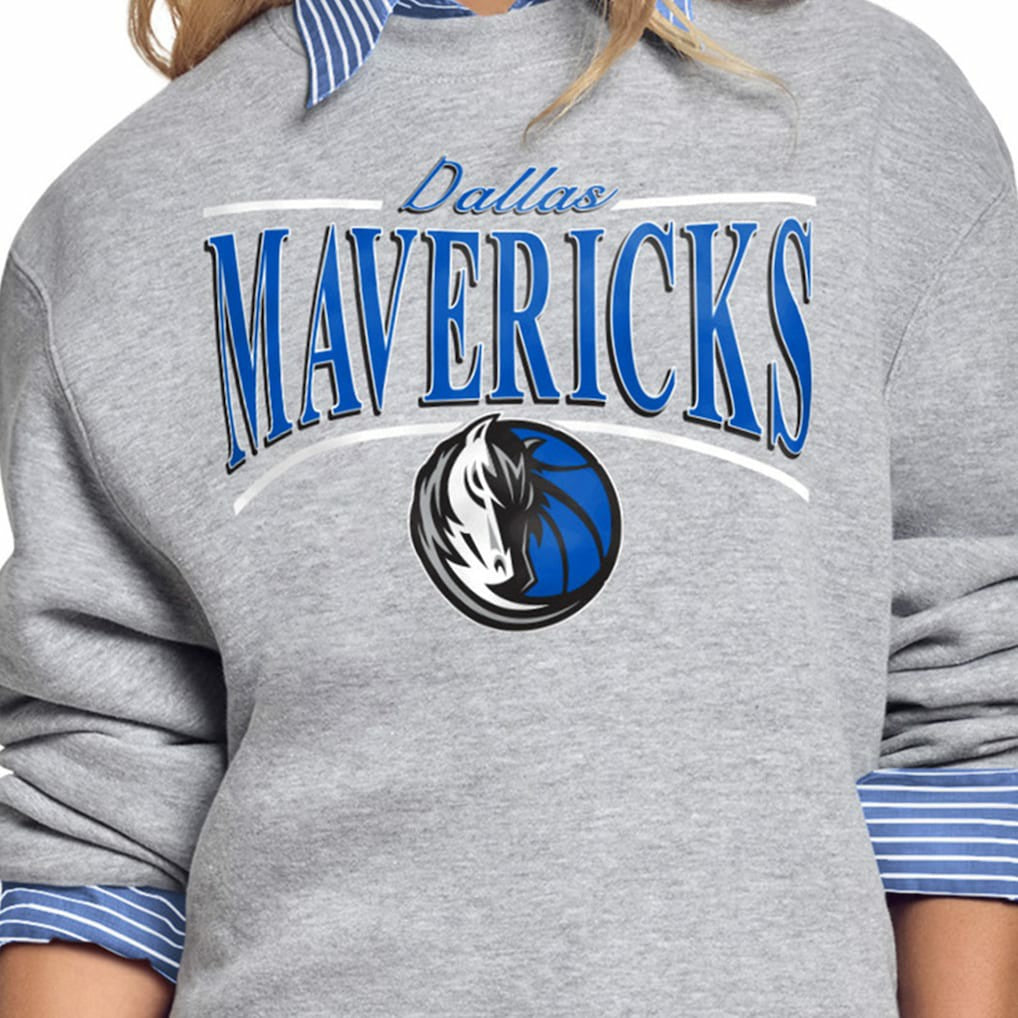 Dallas Mavericks Starter Women's Arch Stripe Fleece Crewneck Sweatshirt Gray