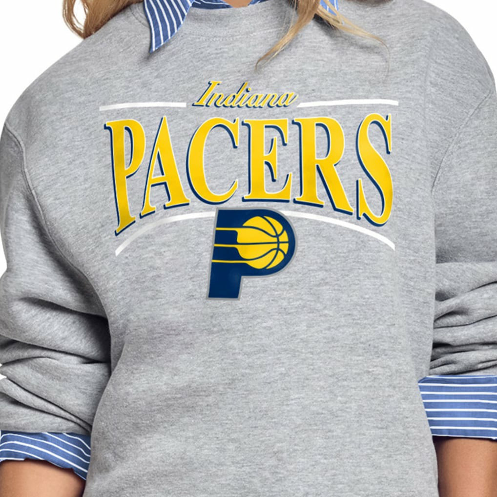 Indiana Pacers Starter Women's Arch Stripe Fleece Crewneck Sweatshirt Gray