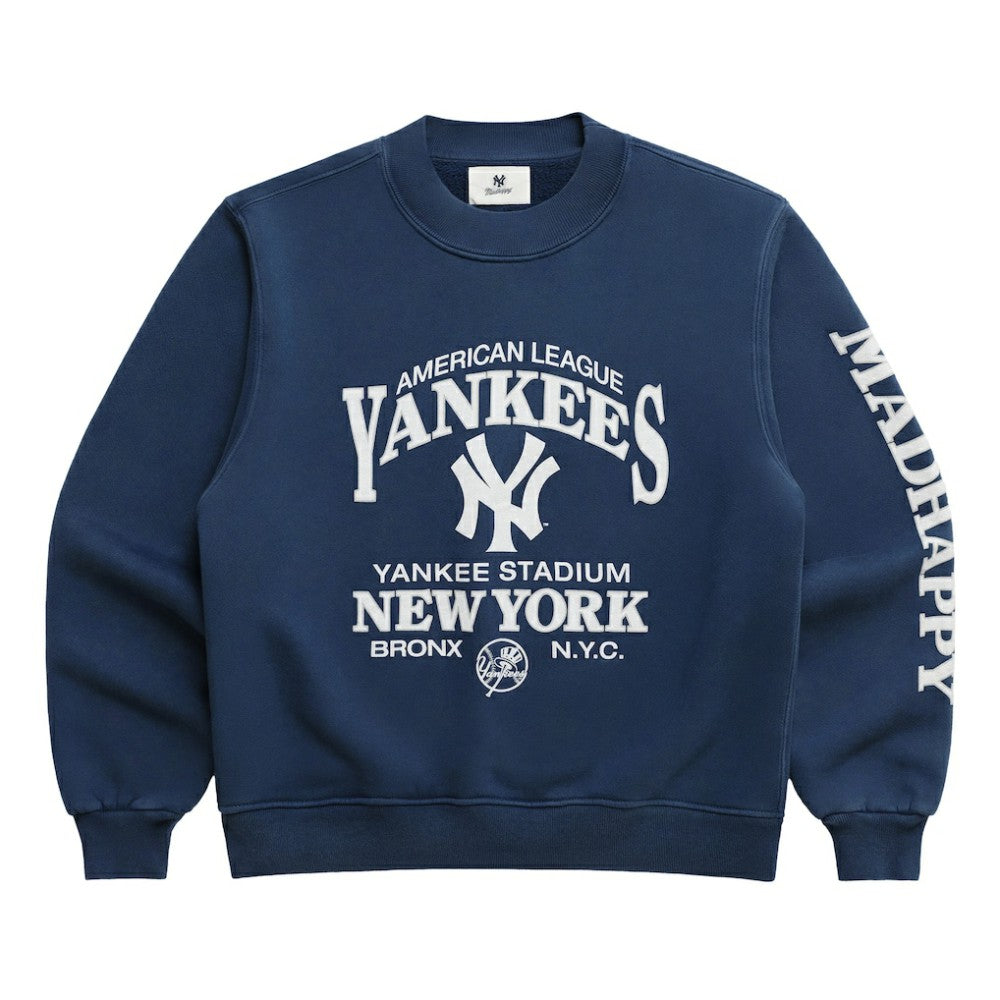 New York Yankees Madhappy Unisex High Rib Sweatshirt - Blue Sweatshirts
