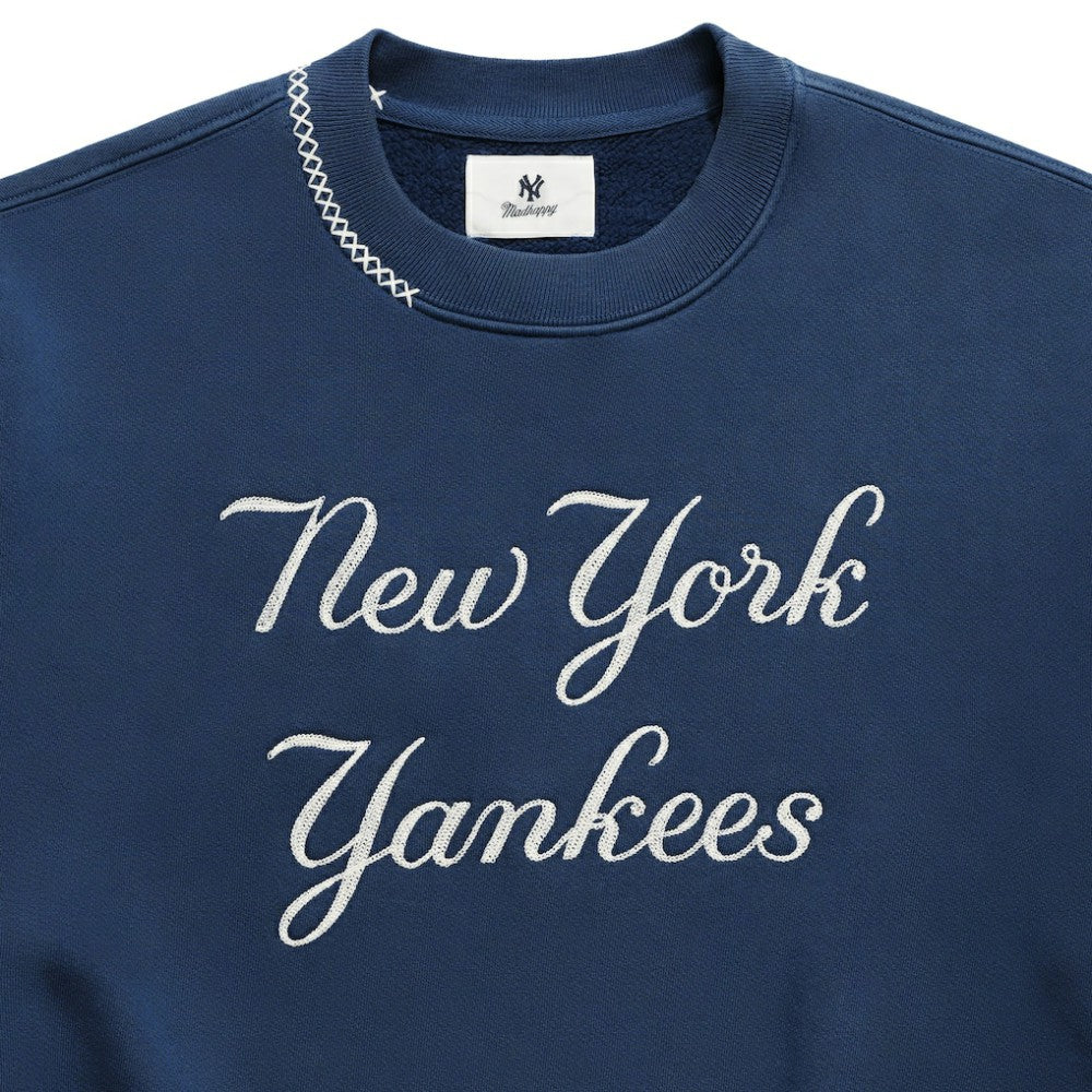 New York Yankees Madhappy Unisex Script Fleece Sweatshirt - Blue Sweatshirts