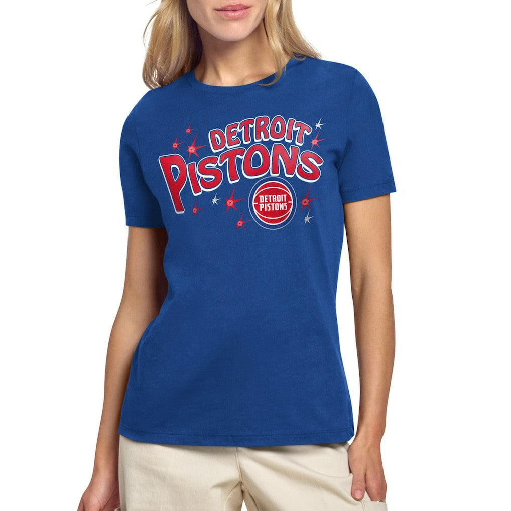 Detroit Pistons Starter Women's Fireworks T-Shirt Blue outlet