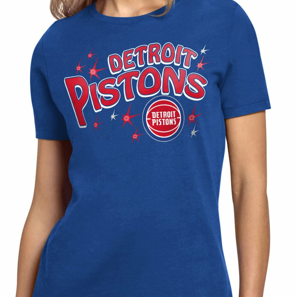 Detroit Pistons Starter Women's Fireworks T-Shirt Blue outlet