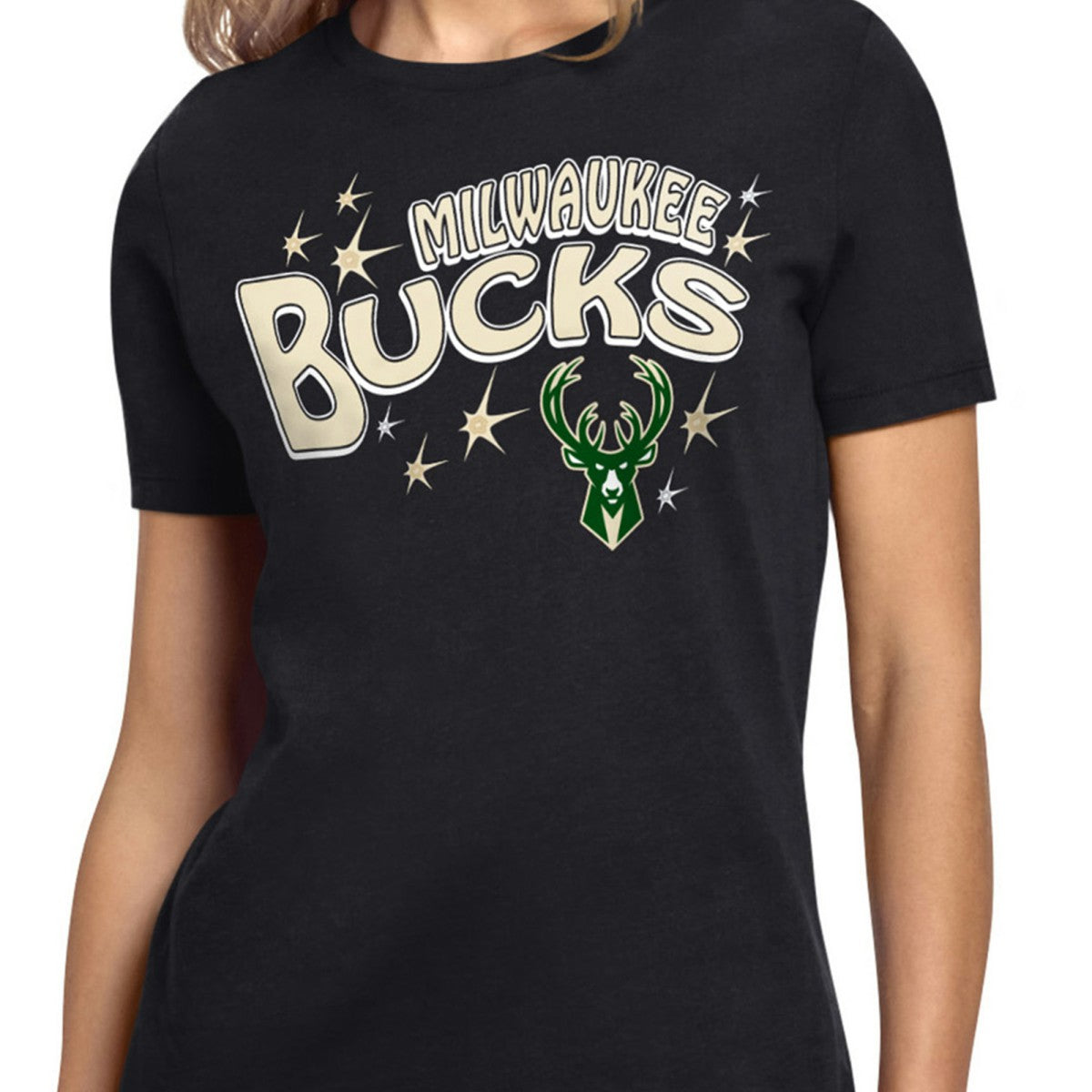 Milwaukee Bucks Starter Women's Fireworks T-Shirt Black