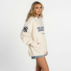 New York Yankees The Wild Collective Women's Oversized Cord Hoodie - Cream Hoodies