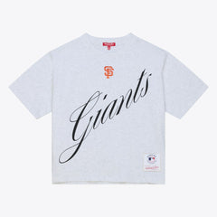 San Francisco Giants Mitchell & Ness Women's Script Cropped Boxy T-Shirt - Heather Gray T-shirts