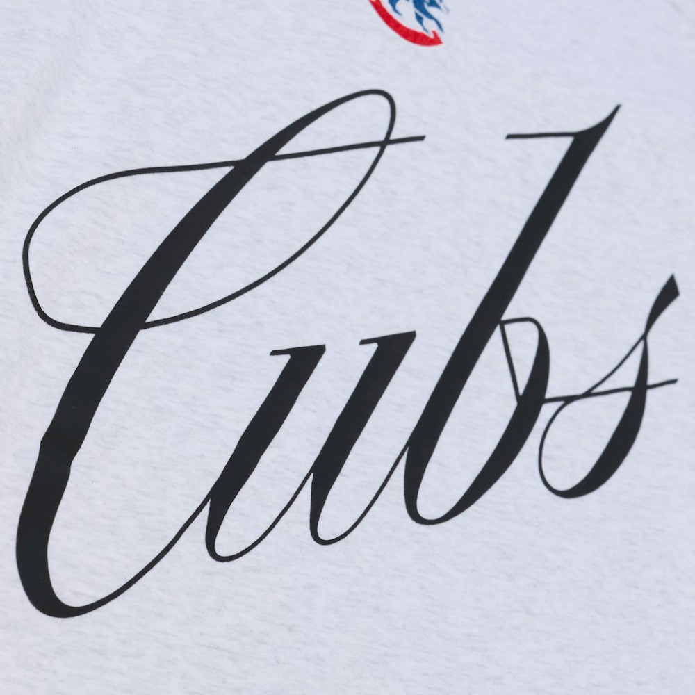 Chicago Cubs Mitchell & Ness Women's Script Cropped Boxy T-Shirt - Heather Gray T-shirts