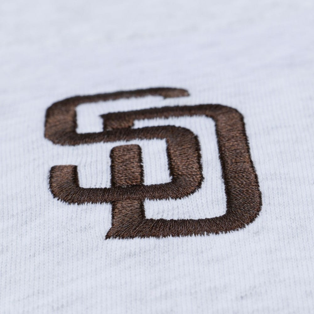 San Diego Padres Mitchell & Ness Women's Script Cropped Boxy T-Shirt - Heather Gray T-shirts