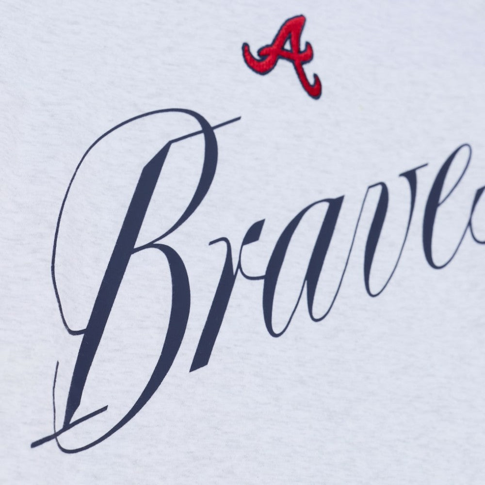 Atlanta Braves Mitchell & Ness Women's Script Cropped Boxy T-Shirt - Heather Gray T-shirts
