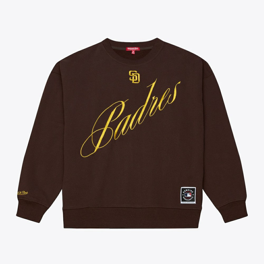 San Diego Padres Mitchell & Ness Women's Script Sweatshirt - Brown Sweatshirts