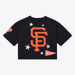 San Francisco Giants Mitchell & Ness Women's Pep Rally Cropped Boxy T-Shirt - Black T-shirts