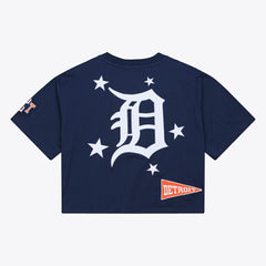 Detroit Tigers Mitchell & Ness Women's Pep Rally Cropped Boxy T-Shirt - Navy T-shirts