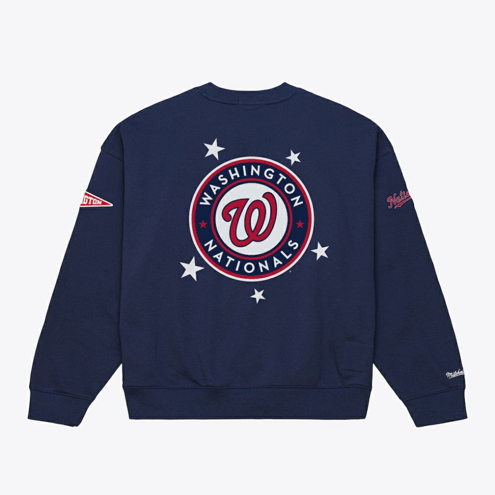 Washington Nationals Mitchell & Ness Women's Pep Rally Sweatshirt - Navy Sweatshirts
