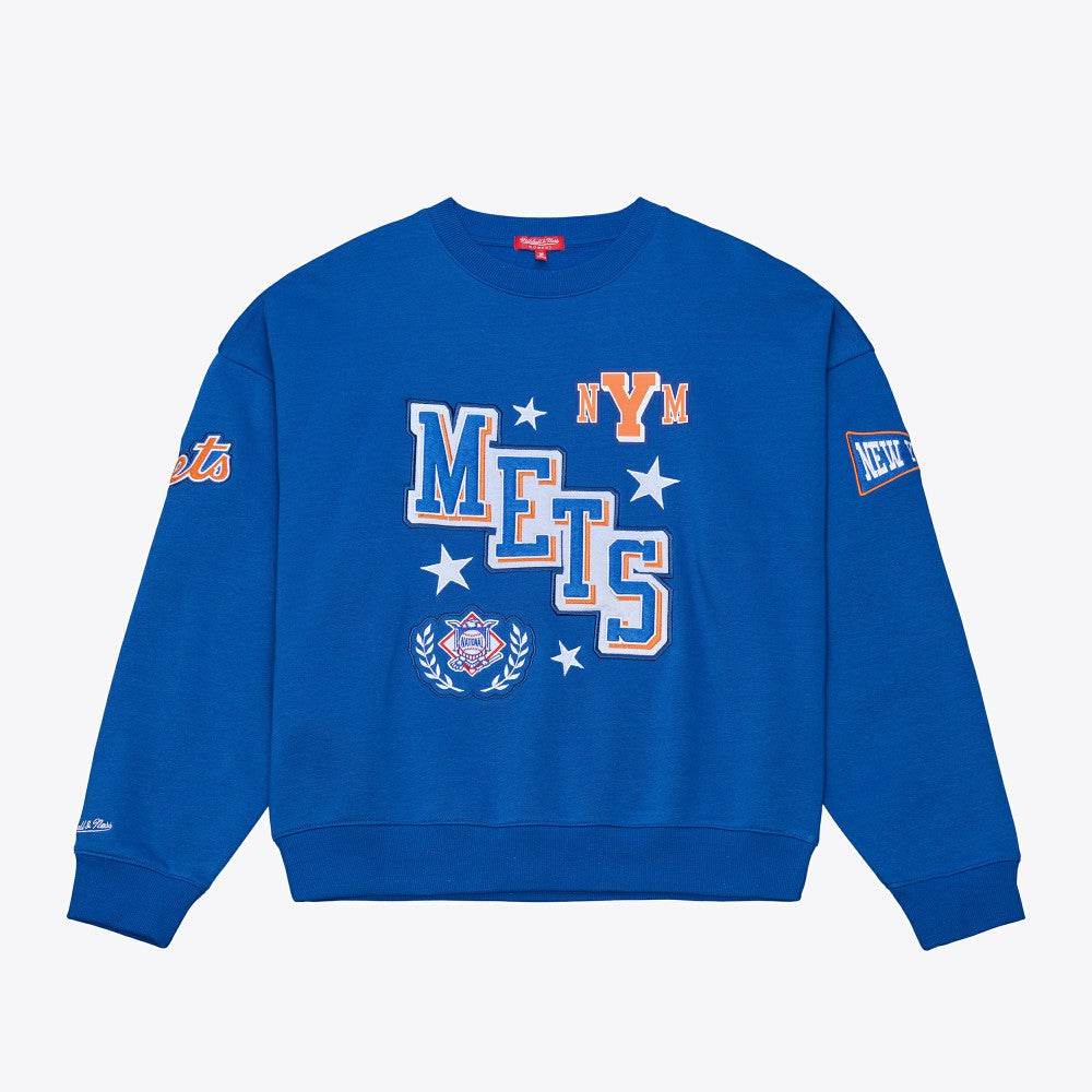 New York Mets Mitchell & Ness Women's Pep Rally Sweatshirt - Royal Sweatshirts