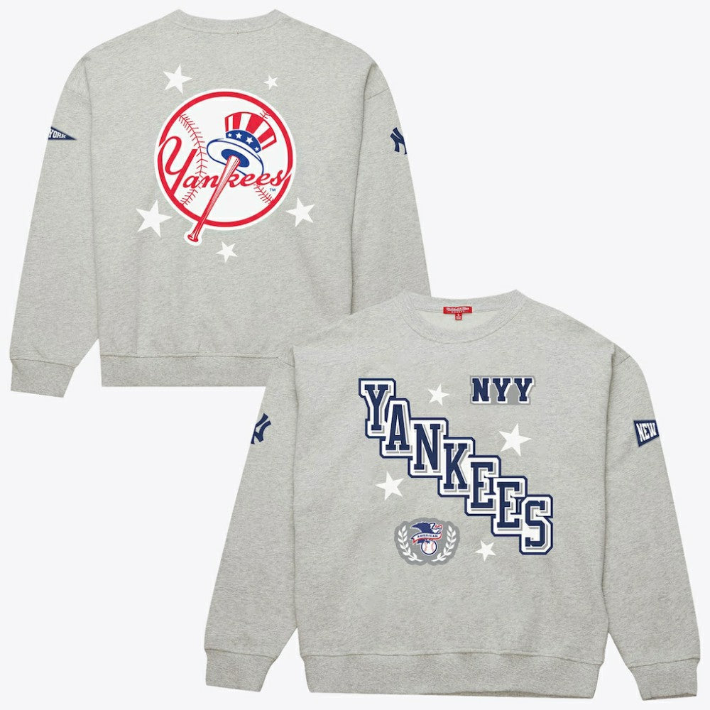 New York Yankees Mitchell & Ness Women's Pep Rally Sweatshirt - Heather Gray Sweatshirts