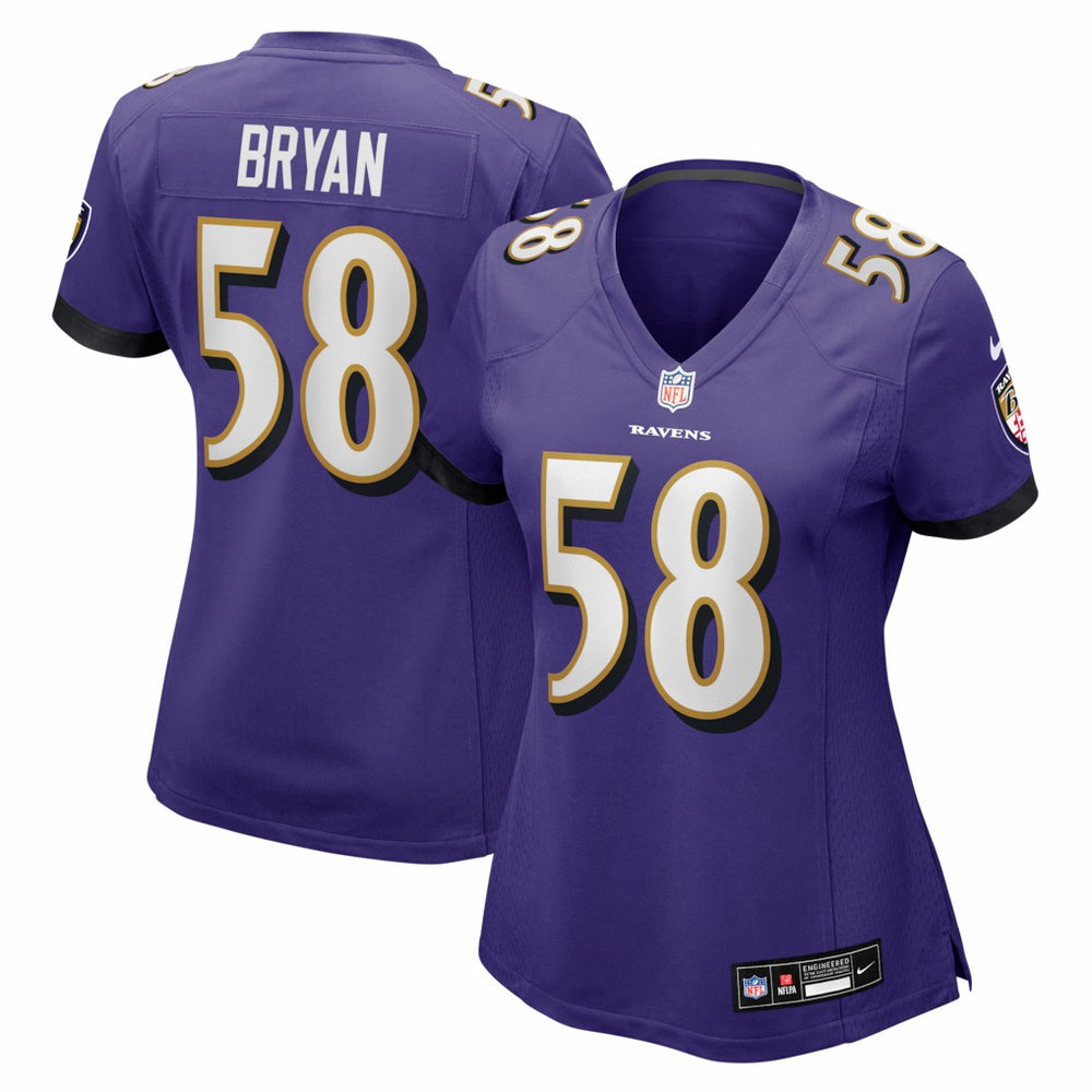 Taven Bryan Baltimore Ravens Women's Team Game Jersey - Purple Jerseys