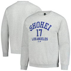 Shohei Ohtani MLBPA BreakingT Unisex Player Name & Number Sweatshirt - Heather Gray Sweatshirts