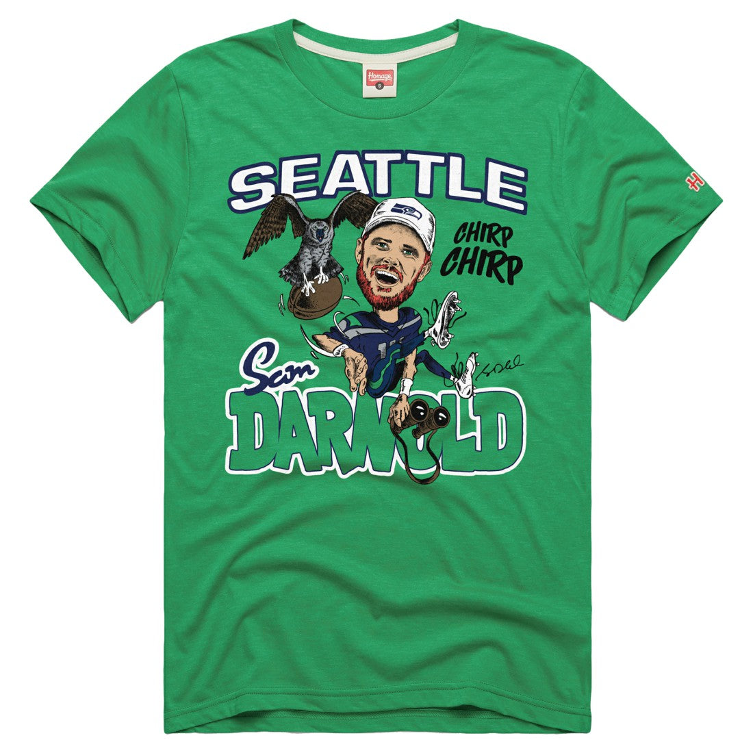 Sam Darnold Seattle Seahawks Homage Unisex Caricature Player Graphic Tri-Blend T-Shirt - Neon Green T-shirts