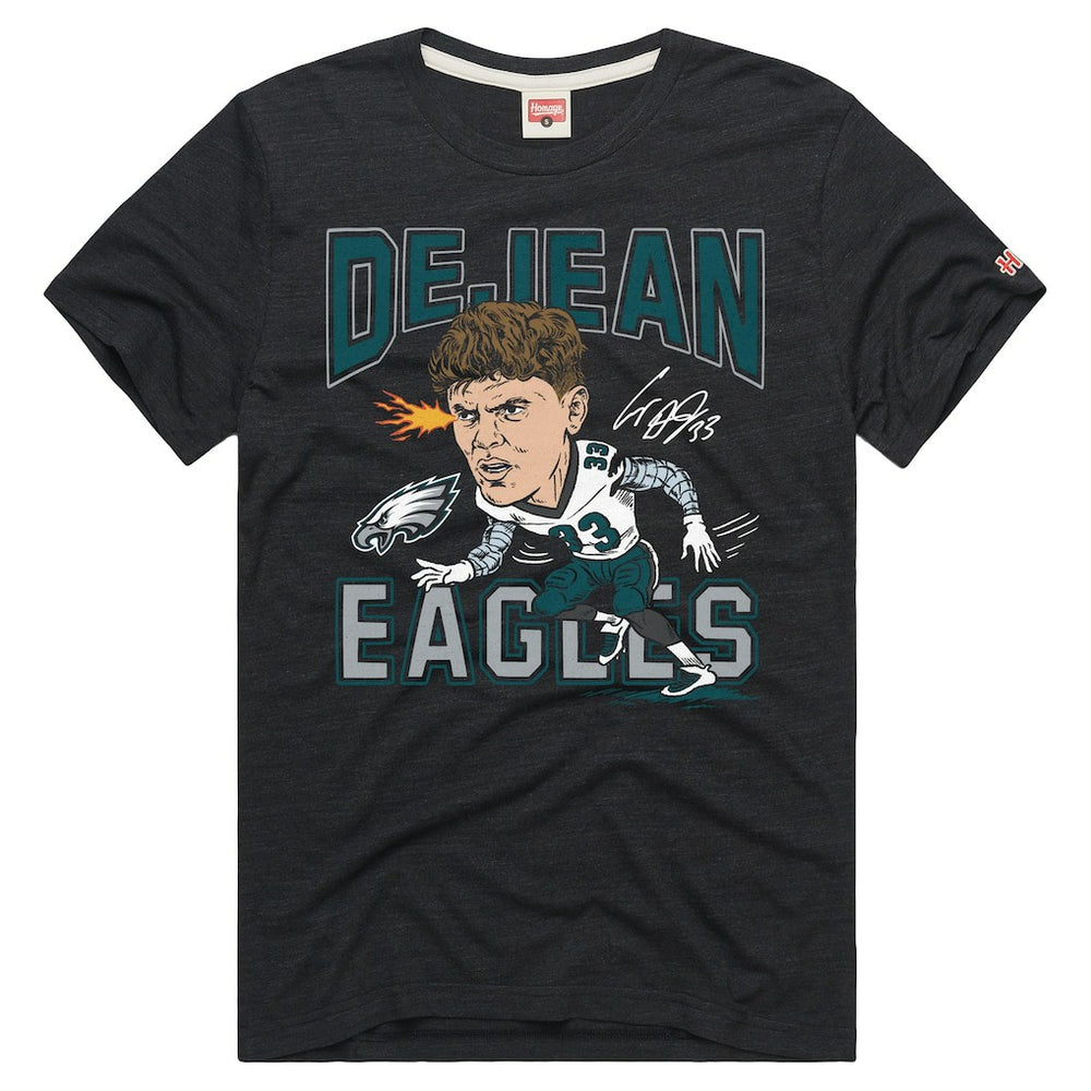 Cooper DeJean Philadelphia Eagles Homage Unisex Caricature Player Graphic Tri-Blend T-Shirt - Charcoal T-shirts