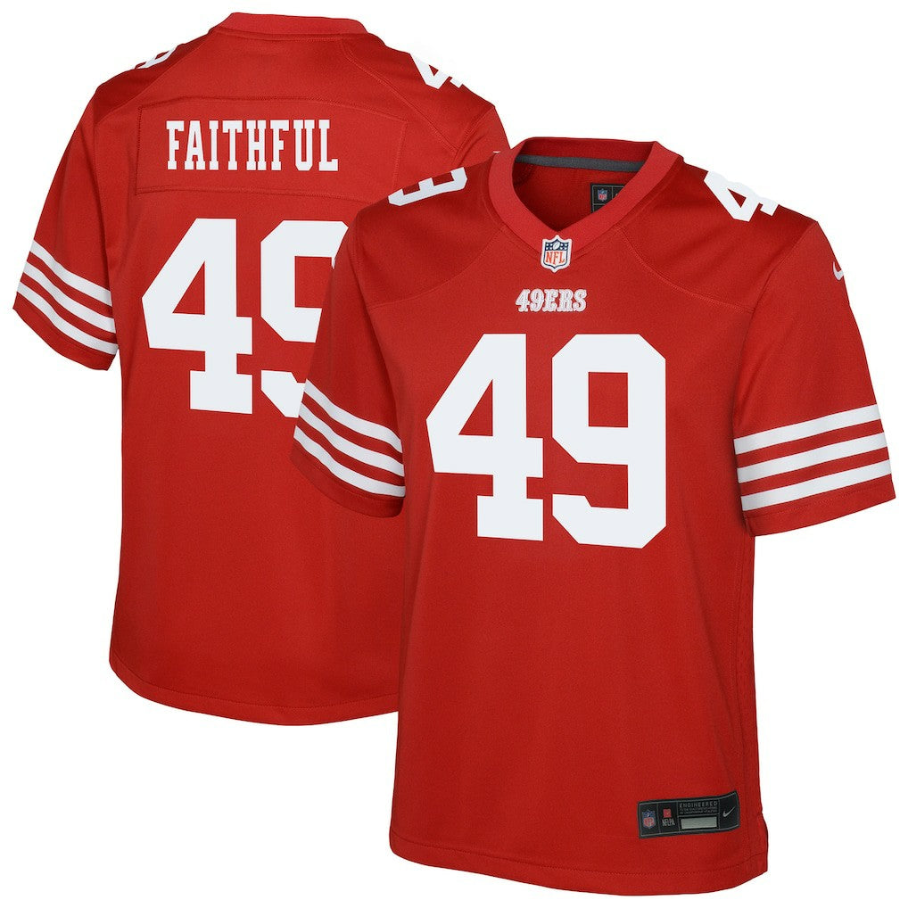 The Faithful San Francisco 49ers Youth Team Game Jersey - Scarlet Jerseys