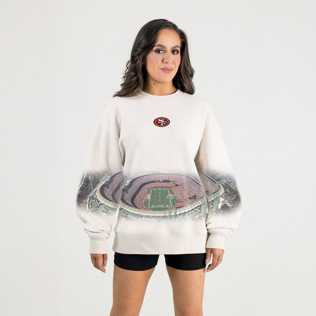 San Francisco 49ers Gameday Couture Women's Power Move Stadium Premium Drop Shoulder Sweatshirt - Natural Sweatshirts