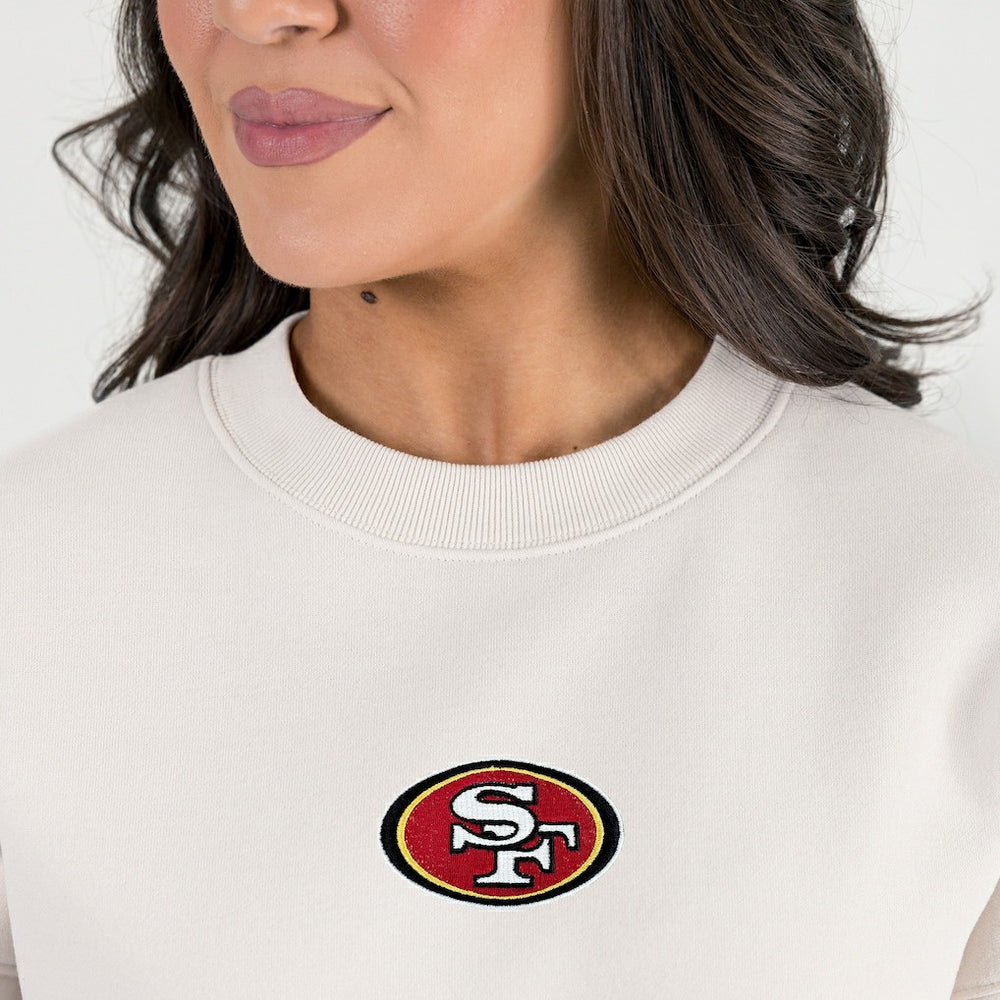 San Francisco 49ers Gameday Couture Women's Power Move Stadium Premium Drop Shoulder Sweatshirt - Natural Sweatshirts