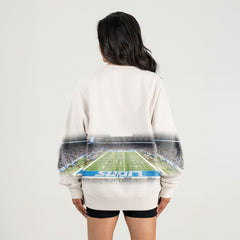 Detroit Lions Gameday Couture Women's Power Move Stadium Premium Drop Shoulder Sweatshirt - Natural Sweatshirts