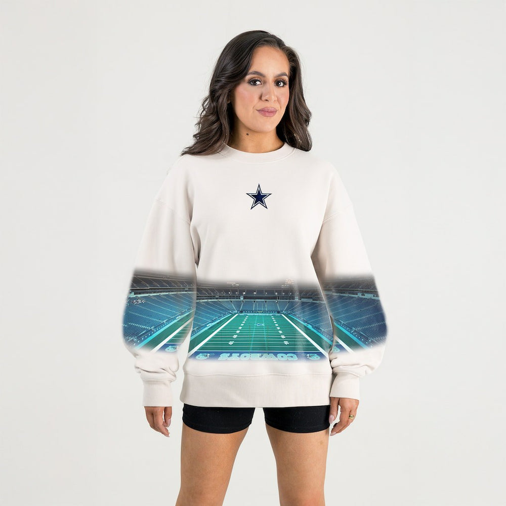 Dallas Cowboys Gameday Couture Women's Power Move Stadium Premium Drop Shoulder Sweatshirt - Natural Sweatshirts