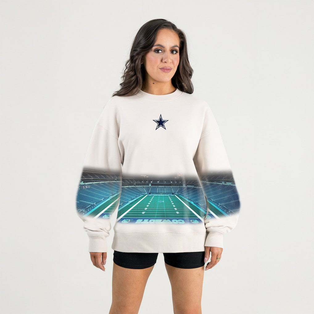 Dallas Cowboys Gameday Couture Women's Power Move Stadium Premium Drop Shoulder Sweatshirt - Natural Sweatshirts