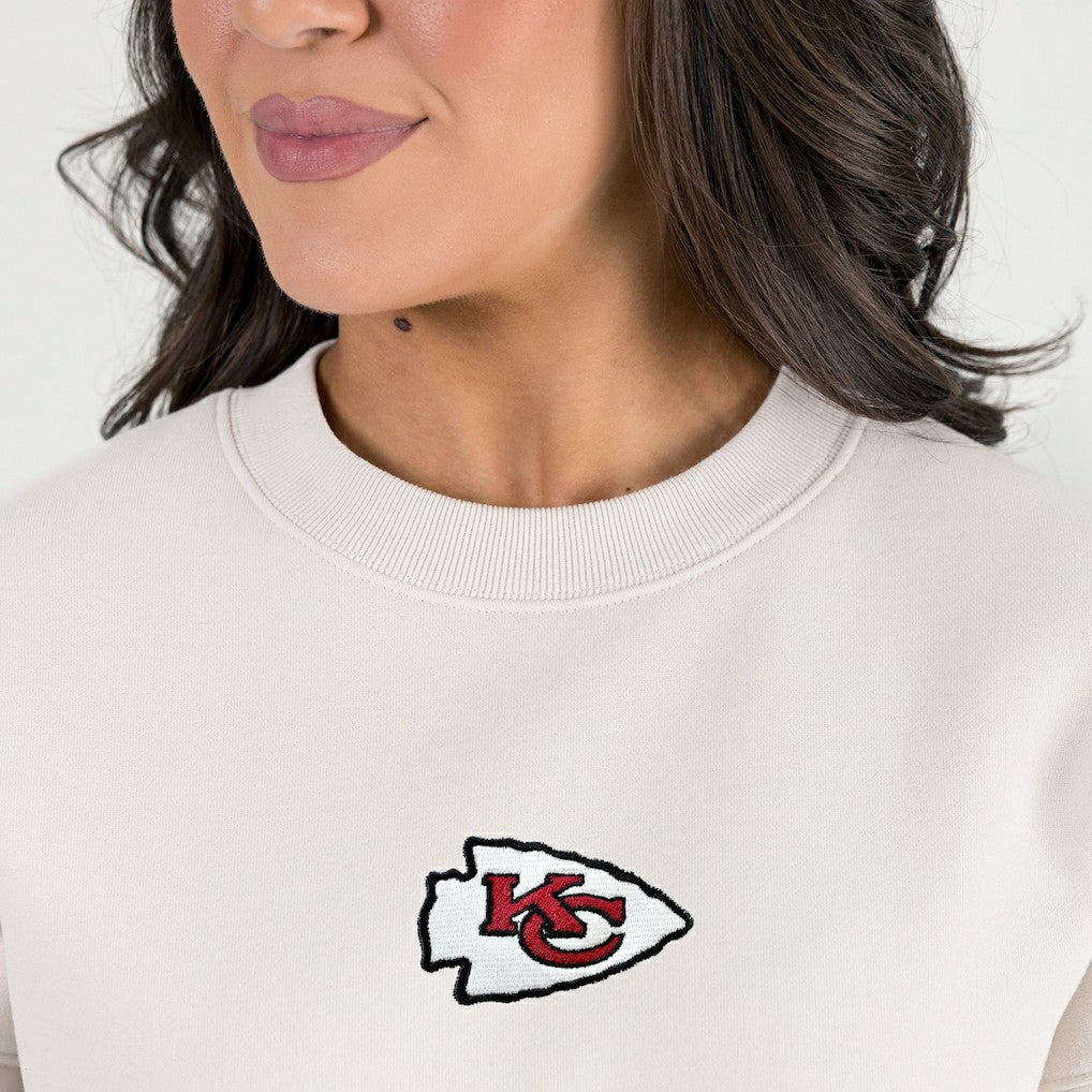 Kansas City Chiefs Gameday Couture Women's Power Move Stadium Premium Drop Shoulder Sweatshirt - Natural Sweatshirts