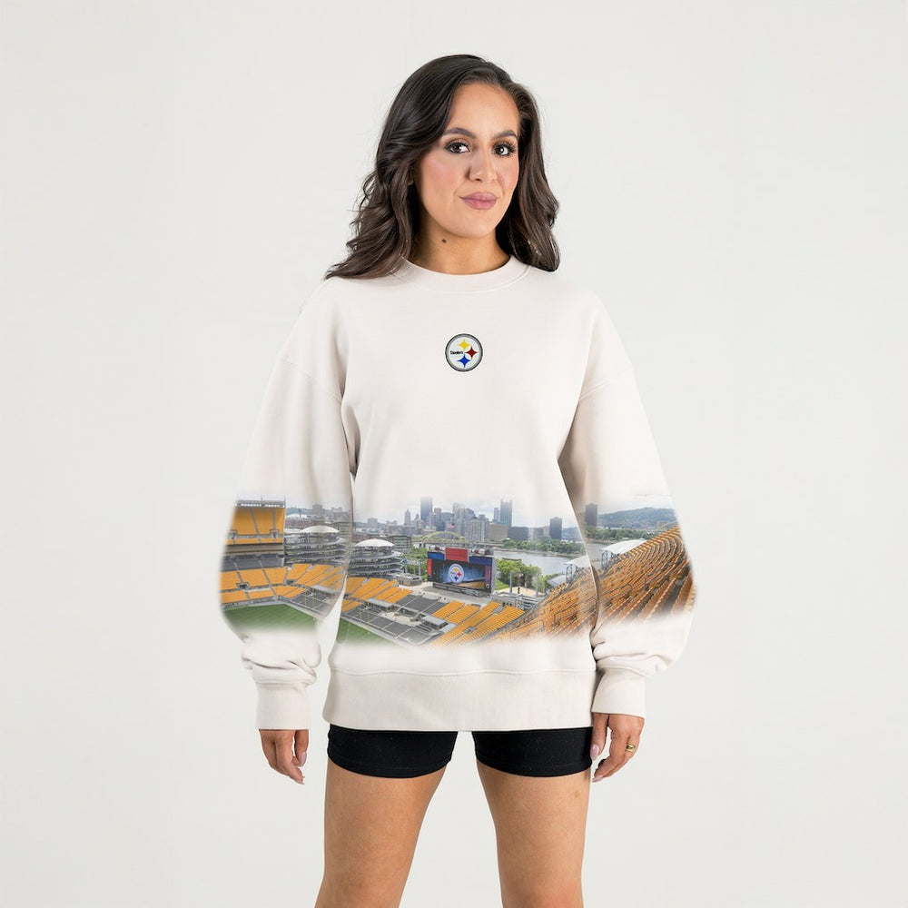 Pittsburgh Steelers Gameday Couture Women's Power Move Stadium Premium Drop Shoulder Sweatshirt - Natural Sweatshirts
