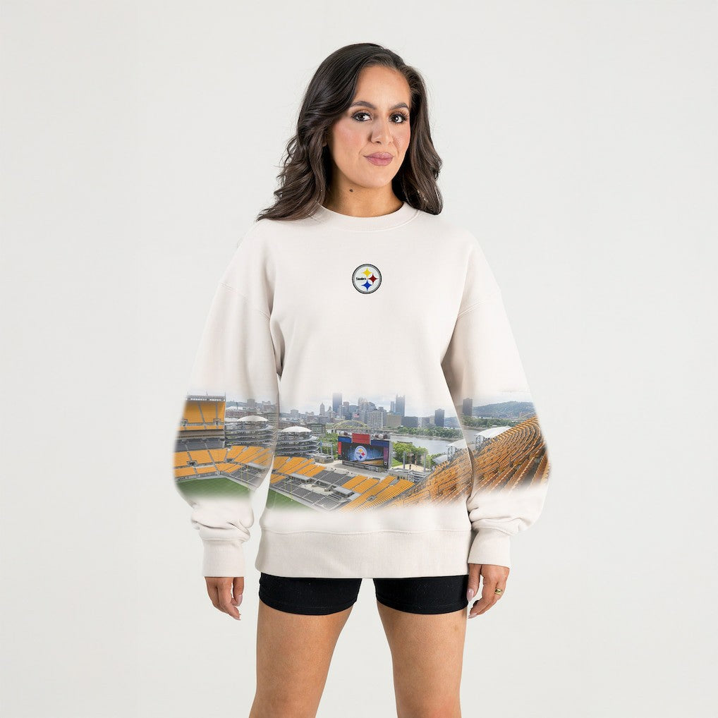 Pittsburgh Steelers Gameday Couture Women's Power Move Stadium Premium Drop Shoulder Sweatshirt - Natural Sweatshirts