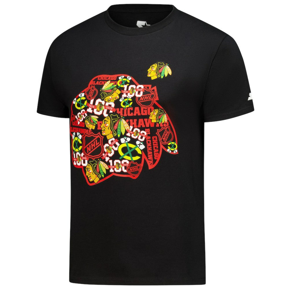 Chicago Blackhawks Starter Logo Collage T-Shirt - Black | US 203517176