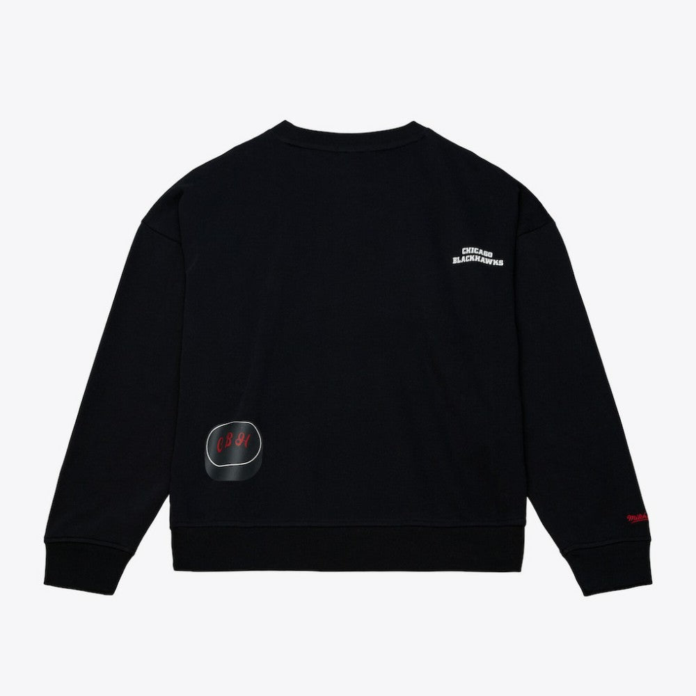 Chicago Blackhawks Mitchell & Ness Women's Crewneck Sweatshirt - Black | US 203517455