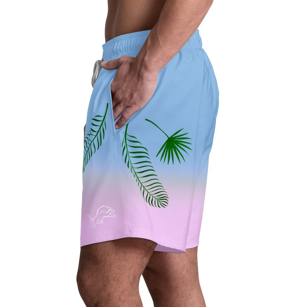 Detroit Lions Margaritaville Sunset On The Beach Swim Shorts - Light Blue Shorts
