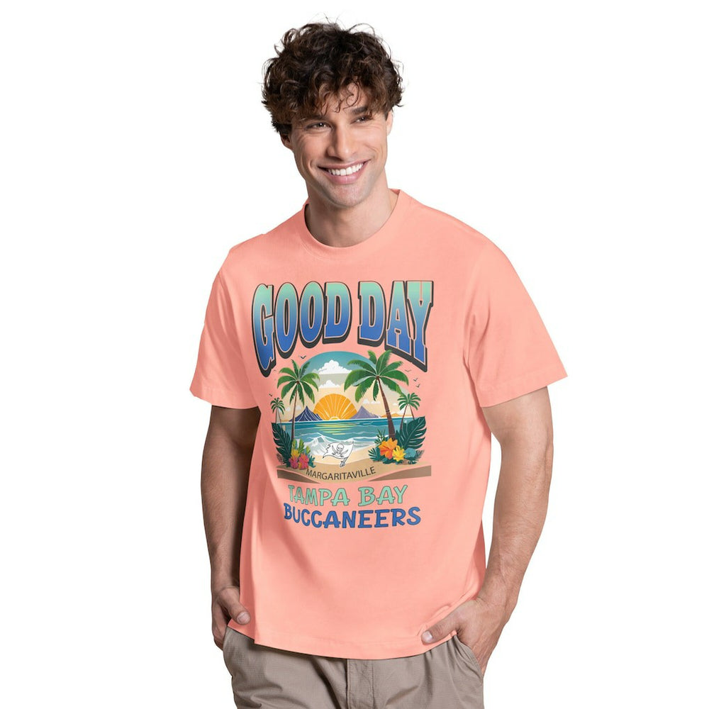 Tampa Bay Buccaneers Margaritaville Good Day T-Shirt - Coral T-shirts