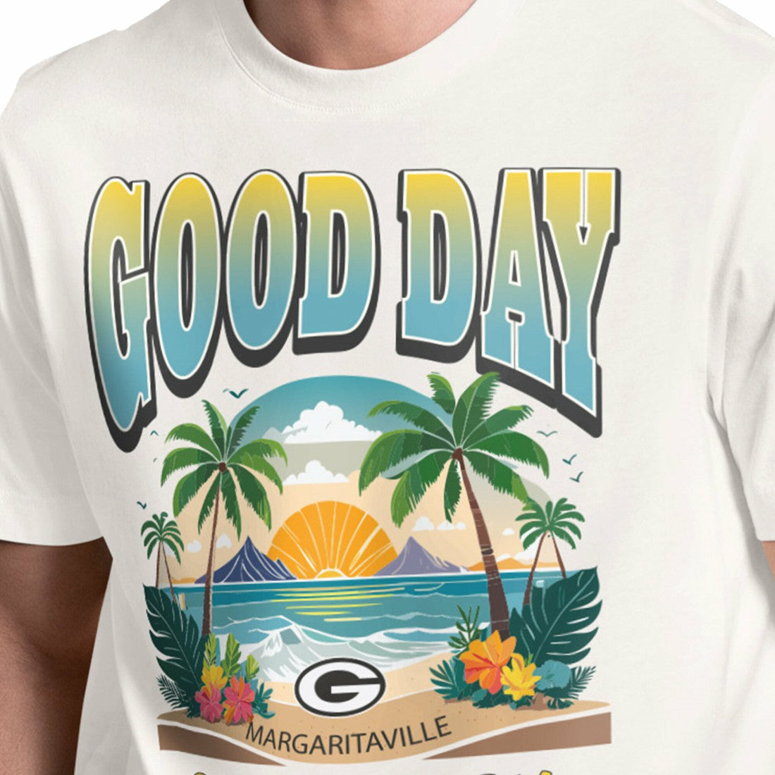 Green Bay Packers Margaritaville Good Day T-Shirt - Cream T-shirts